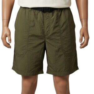 Eddie Bauer Nylon Shorts Mens 2XL Olive Green Belted Gorpcore Swim Outdoor Hike